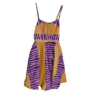 Anthropology Fei Cotton Dress Size 0 Purple Gold Beige